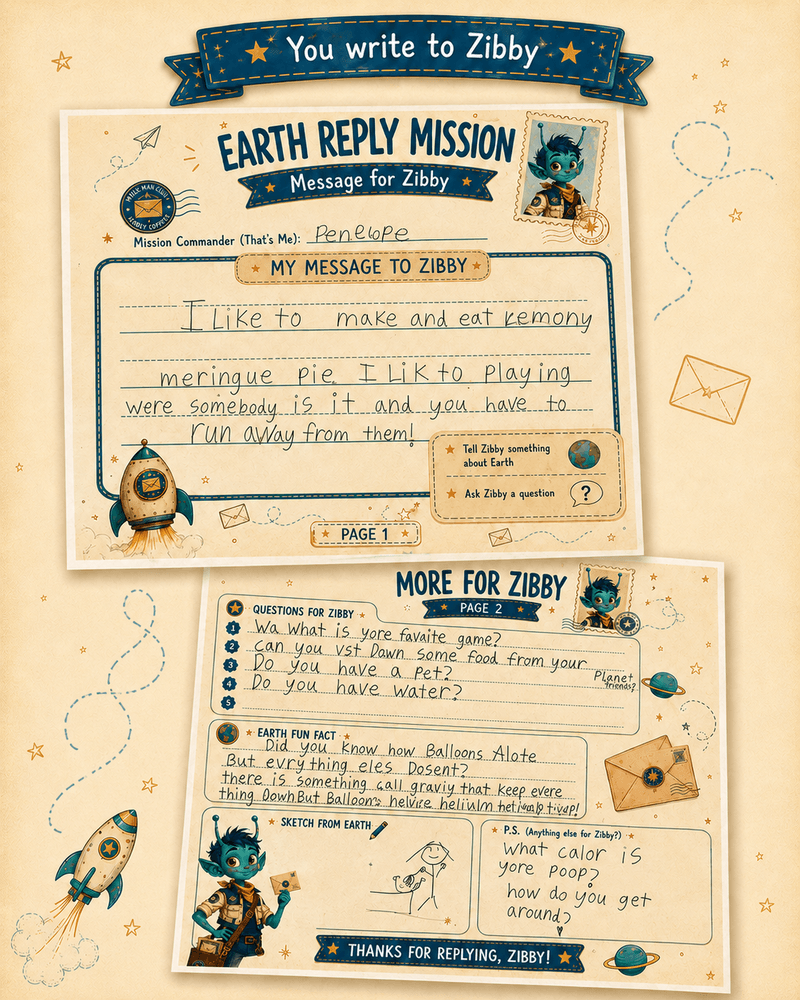 Your child's handwritten letter to Zibby