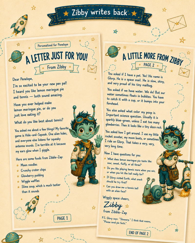 Zibby's personalized reply letter